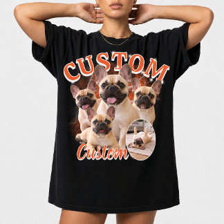 Custom Dog Bootleg Photo Collage, Vintage Animal  T-Shirt