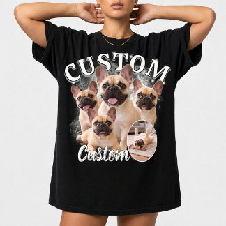 Custom Dog Bootleg Photo Collage, Vintage Animal  T-Shirt