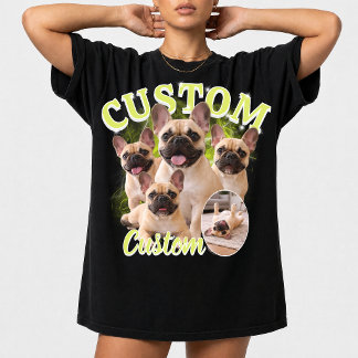 Custom Dog Bootleg Photo Collage, Vintage Animal  T-Shirt