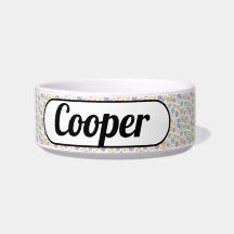 Custom Dog Bowl with Paw Prints – Cooper’s Name