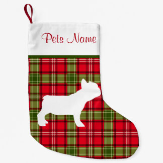Custom Dog Breed Red & Green Plaid Small Christmas Stocking