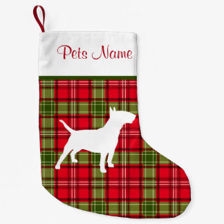 Custom Dog Breed Red & Green Plaid Small Christmas Stocking