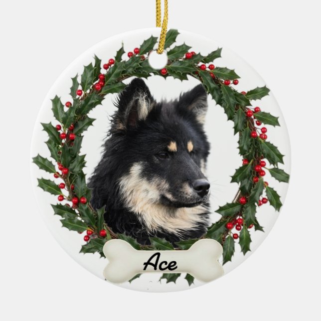 Custom Dog Cat Pet Photo Christmas Ornament (Front)