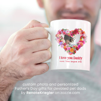 Custom Dog, Cat, Pet Photo Father's Day Rose Heart Large Coffee Mug