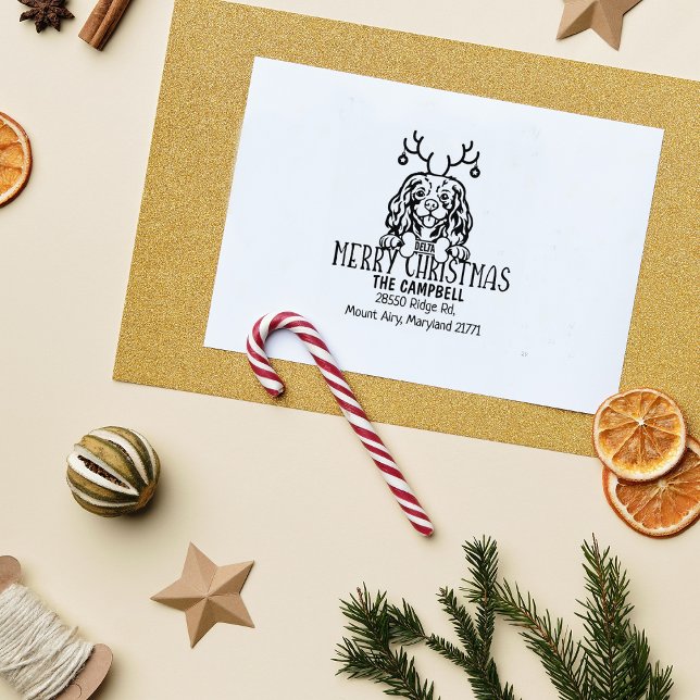 Custom Dog Christmas Return Address Rubber Stamp (Creator Uploaded)