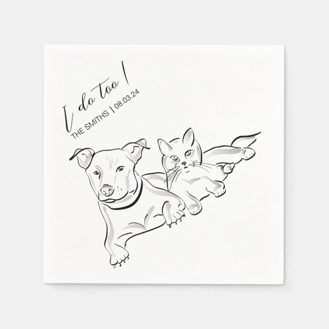 Custom Dog Cocktail Napkins Using Pet Photo + Name (Front)