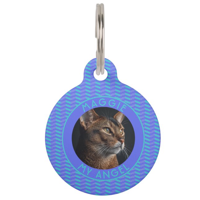 Custom Dog Dad Gift Chevron Checkers Pet Tag (Front)