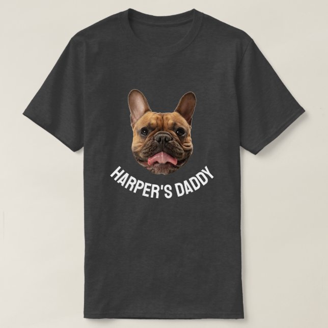 Custom Dog Daddy Dog Face Name Dog Lover Owner T-Shirt (Design Front)