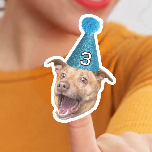 Custom Dog Face Photo With Age Party Hat Birthday (Creator Uploaded)