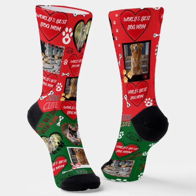 Custom Dog Face Socks, Personalised Dog Photo Sock (Angled)