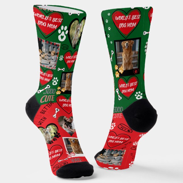 Custom Dog Face Socks, Personalised Dog Photo Socks (Angled)