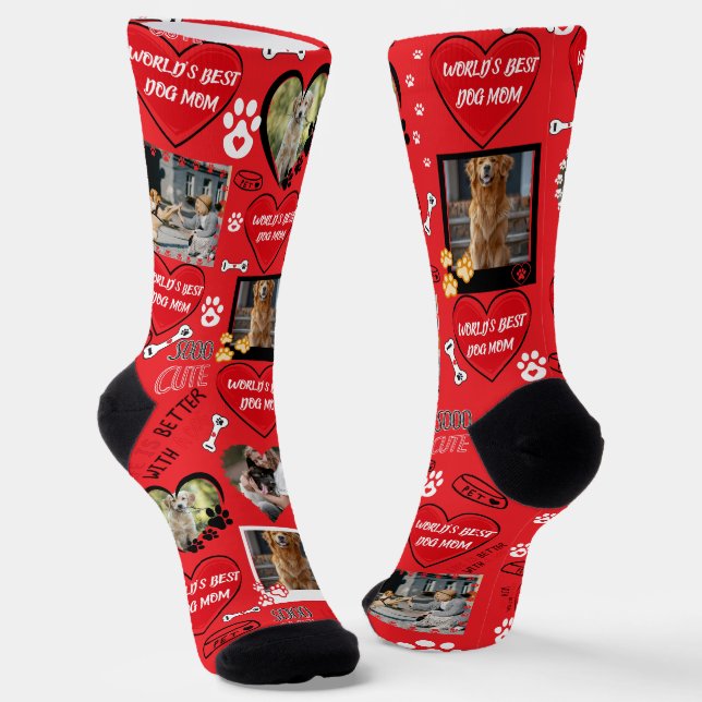 Custom Dog Face Socks, Personalised Dog Photo Socks (Angled)