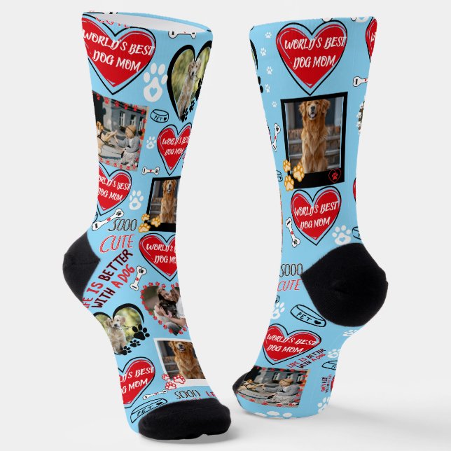 Custom Dog Face Socks, Personalised Dog Photo Socks (Angled)