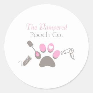 Custom Dog Grooming Business Branding Pet Salon Classic Round Sticker