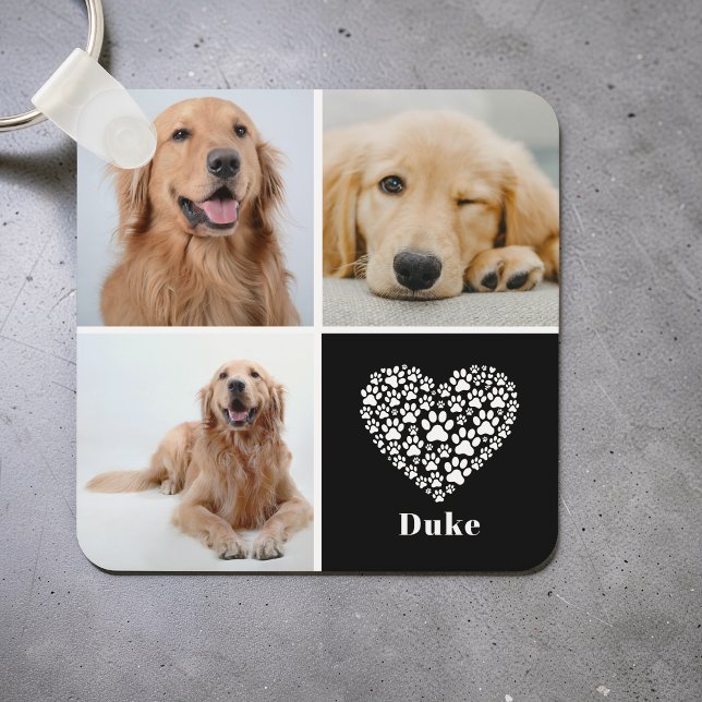 Custom Dog Lover 3 Photo Collage Keepsake Pet Key Ring (Creator Uploaded)