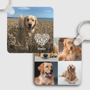Custom Dog Lover 5 Photo Collage Keepsake Pet Key Ring