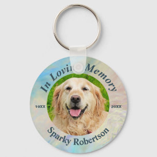 Custom Dog Memorial Opal Colored Key Ring