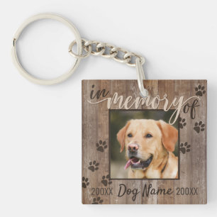 Custom Dog Memorial Rustic Wood Look Keepsake Key Ring