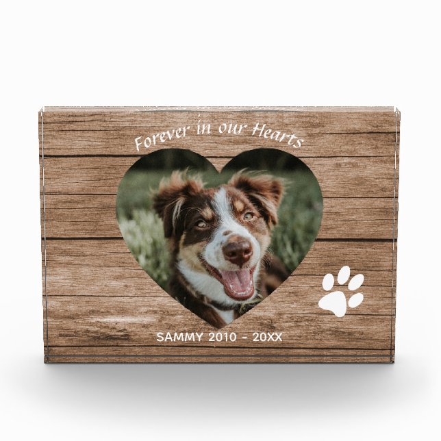 Custom Dog Memorial Rustic Wood & Photo Block (Front)