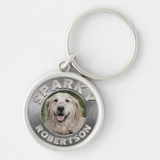 Custom Dog Memorial Silver Key Ring (Front)