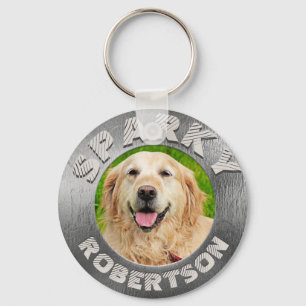 Custom Dog Memorial Silver Metallic Look Key Ring