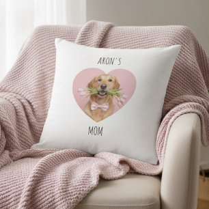 Custom Dog Mom   Personalized Pet Photo Heart Cushion