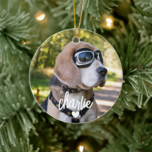 Custom Dog Name Pet Photo Ceramic Tree Decoration