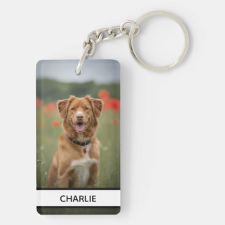 Custom Dog Name Photo Keepsake Key Ring