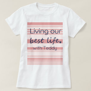 Custom Dog Name Pink Stripes Women's T-Shirt