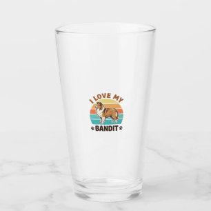 Custom Dog Name Retro Sunset Pet Lover Design_1 Glass