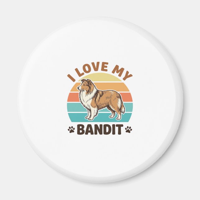 Custom Dog Name Retro Sunset Pet Lover Design_1 Magnet (Front)
