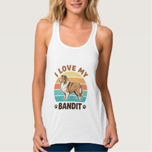 Custom Dog Name Retro Sunset Pet Lover Design_1 Singlet