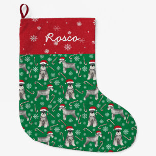 Custom Dog Name Schnauzer Dog Large Christmas Stocking