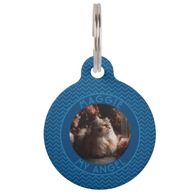 Custom Dog Owner Gift Herringbone Pet Tag (Front)