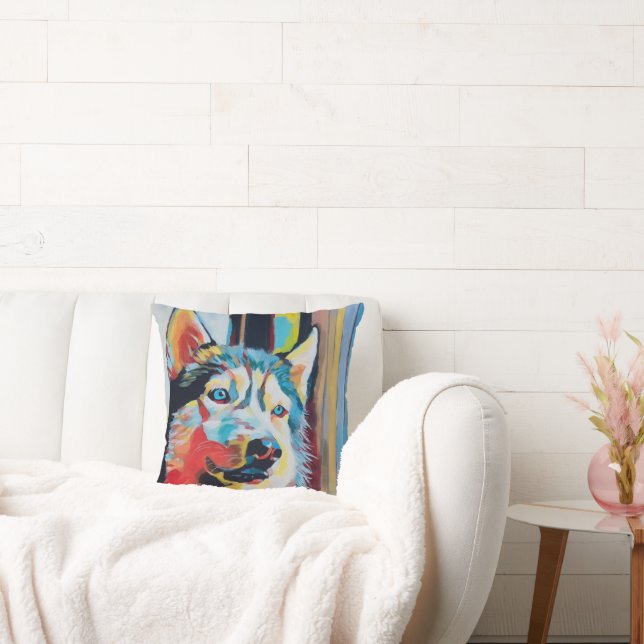 Custom Dog Painting - Gift for Husky Lovers Cushion (Couch)