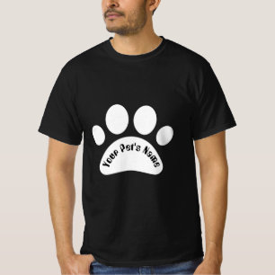 Custom Dog Paw Print Personalised Name Black T-Shi T-Shirt