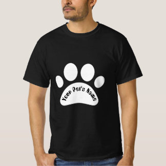 Custom Dog Paw Print Personalised Name Black T-Shi T-Shirt
