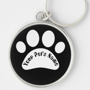 Custom Dog Paw Print Personalised Name Keychain
