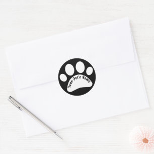 Custom Dog Paw Print Personalised Name Round Stick Classic Round Sticker