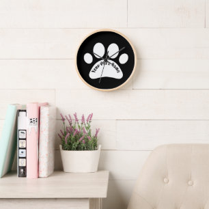 Custom Dog Paw Print Personalised Name Wall Clock