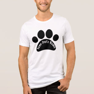 Custom Dog Paw Print Personalised Name White T-Shi Tri-Blend Shirt