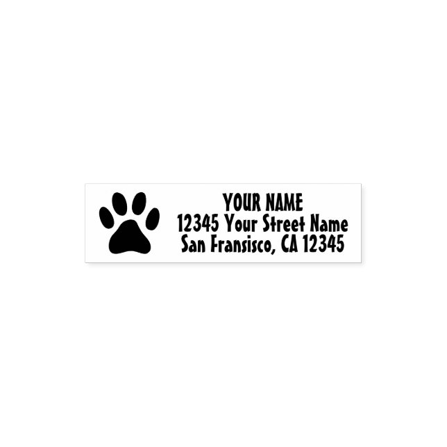 Custom dog paw print self inking address stamp (Design)