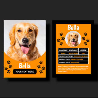 Custom Dog Pet Birthday & Gift Photo Trading Card