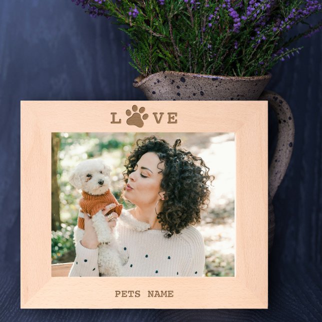 Custom Dog Pet Love Paw Custom Engraved Photo  Etched Frames (Custom Dog Pet Love Paw Custom Engraved Photo)