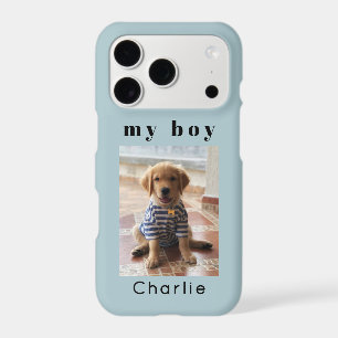 Custom Dog Pet Lover Photo Name Blue Minimalist