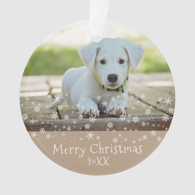 Custom Dog Pet Photo Christmas Holiday Keepsake Ornament (Front)