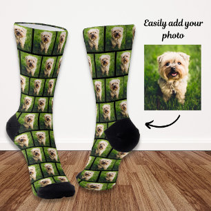 Custom Dog Pet Photo Personalised Dog Lover Black Socks