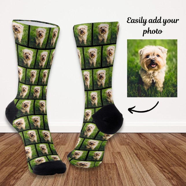 Custom Dog Pet Photo Personalised Dog Lover Black Socks (Creator Uploaded)