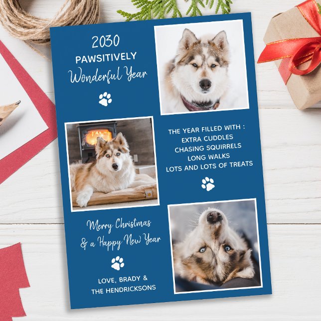 Custom Dog Pet Photo Year in Review Christmas Holiday Card (Creator Uploaded)