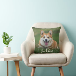 Custom Dog Photo and Name Cushion